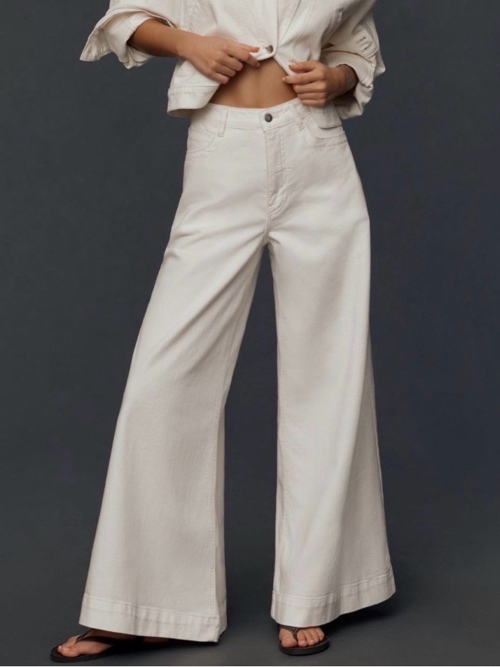 NWT Anthropologie Extra Wide Leg White Jeans